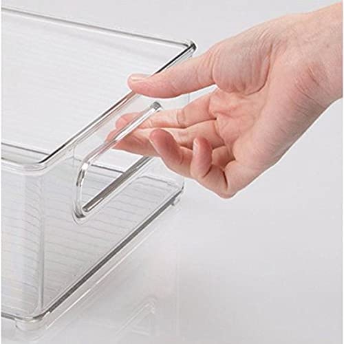 4 x Clear Organizer Storage Bin with Handle Compatible with Kitchen I Best Compatible with Refrigerators, Cabinets & Food Pantry - 10" x 5" x 6"
