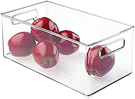 4 x Clear Organizer Storage Bin with Handle Compatible with Kitchen I Best Compatible with Refrigerators, Cabinets & Food Pantry - 10" x 5" x 6"
