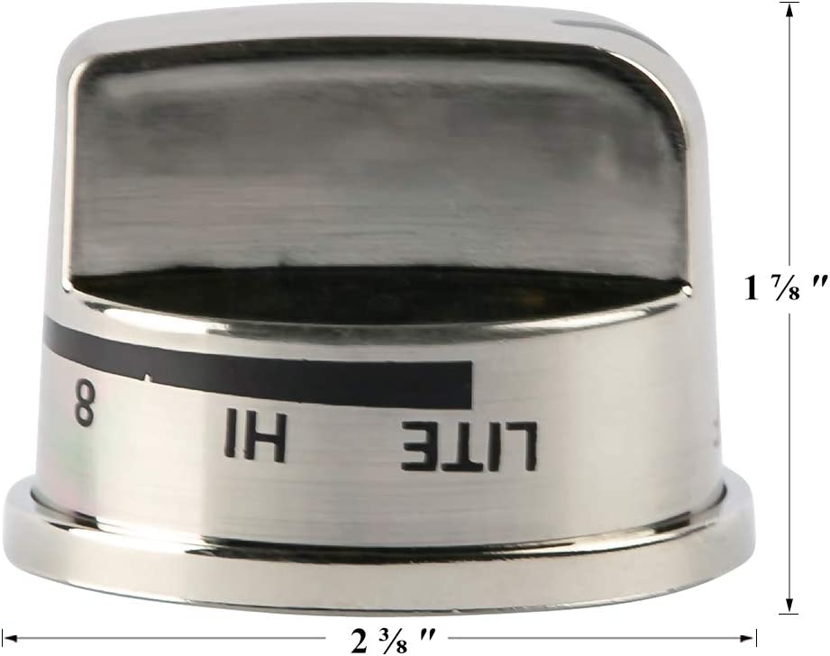 4 x EBZ37189611 Burner Range Control Knob Kit Stainless Steel Compatible with LG Gas Range, Stove