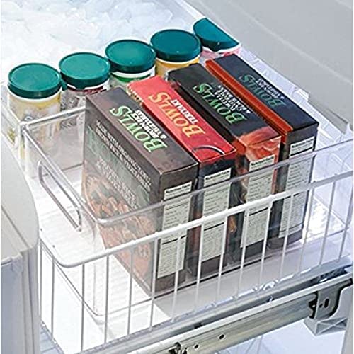 4 x Clear Organizer Storage Bin with Handle Compatible with Kitchen I Best Compatible with Refrigerators, Cabinets & Food Pantry - 10" x 5" x 6"