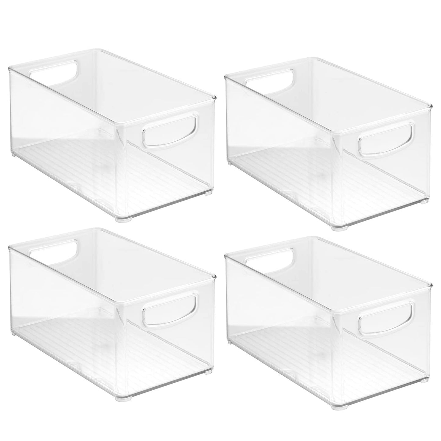 4 x Clear Organizer Storage Bin with Handle Compatible with Kitchen I Best Compatible with Refrigerators, Cabinets & Food Pantry - 10" x 5" x 6"