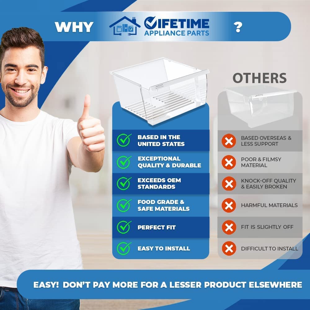 Lifetime Appliance 2188656 (Upper) & 2188664 Crisper Bin (Lower) Compatible with Whirlpool Refrigerator - WP2188656, WP2188664