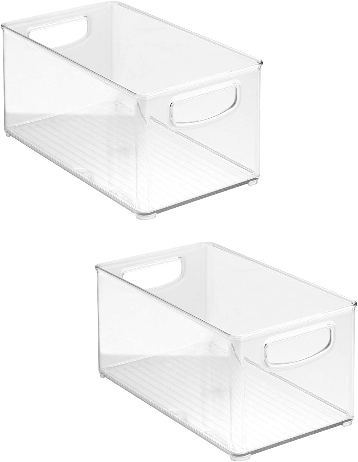 2 x Clear Organizer Storage Bin with Handle Compatible with Kitchen I Best Compatible with Refrigerators, Cabinets & Food Pantry - 10" x 5" x 6"