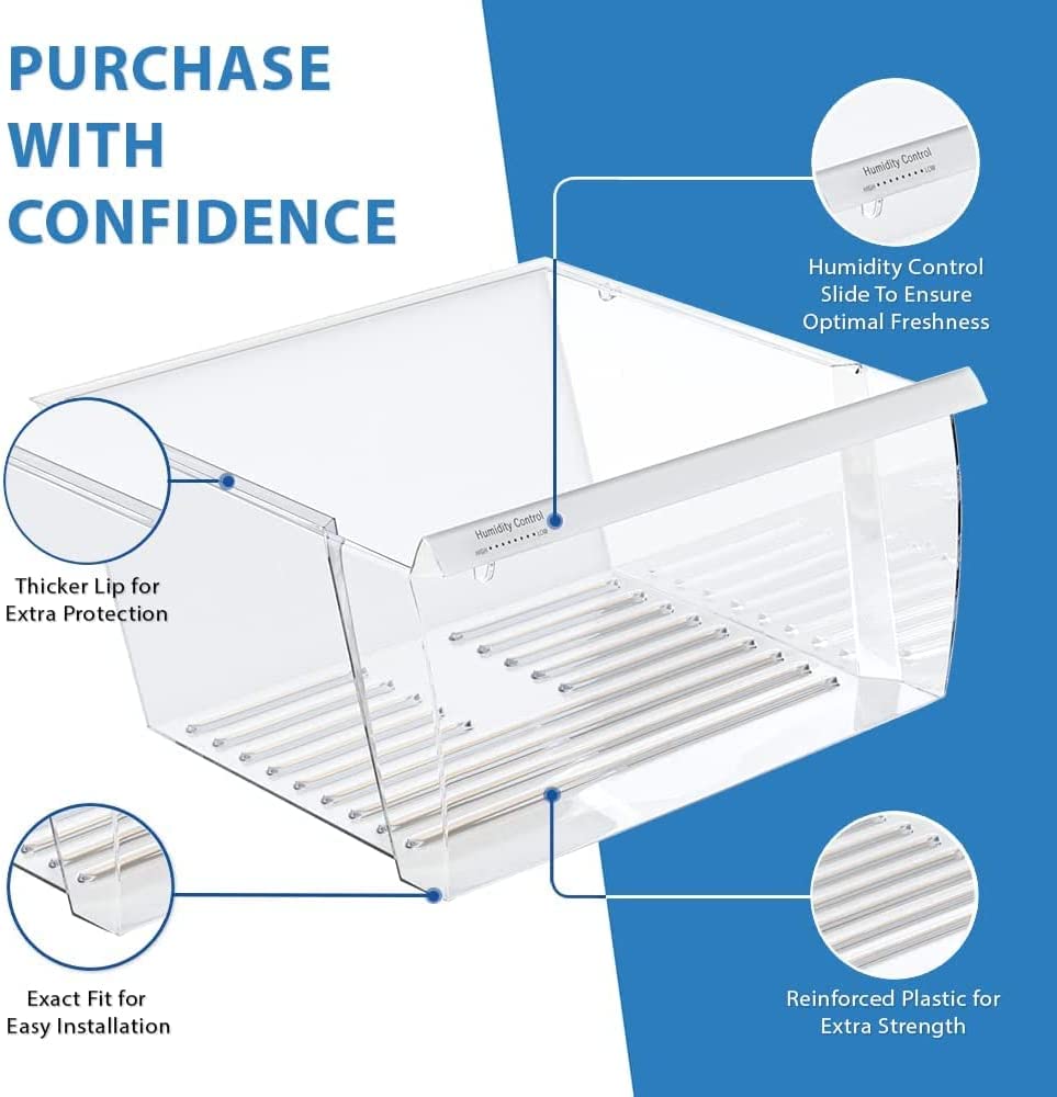 Lifetime Appliance 2188656 (Upper) & 2188664 Crisper Bin (Lower) Compatible with Whirlpool Refrigerator - WP2188656, WP2188664