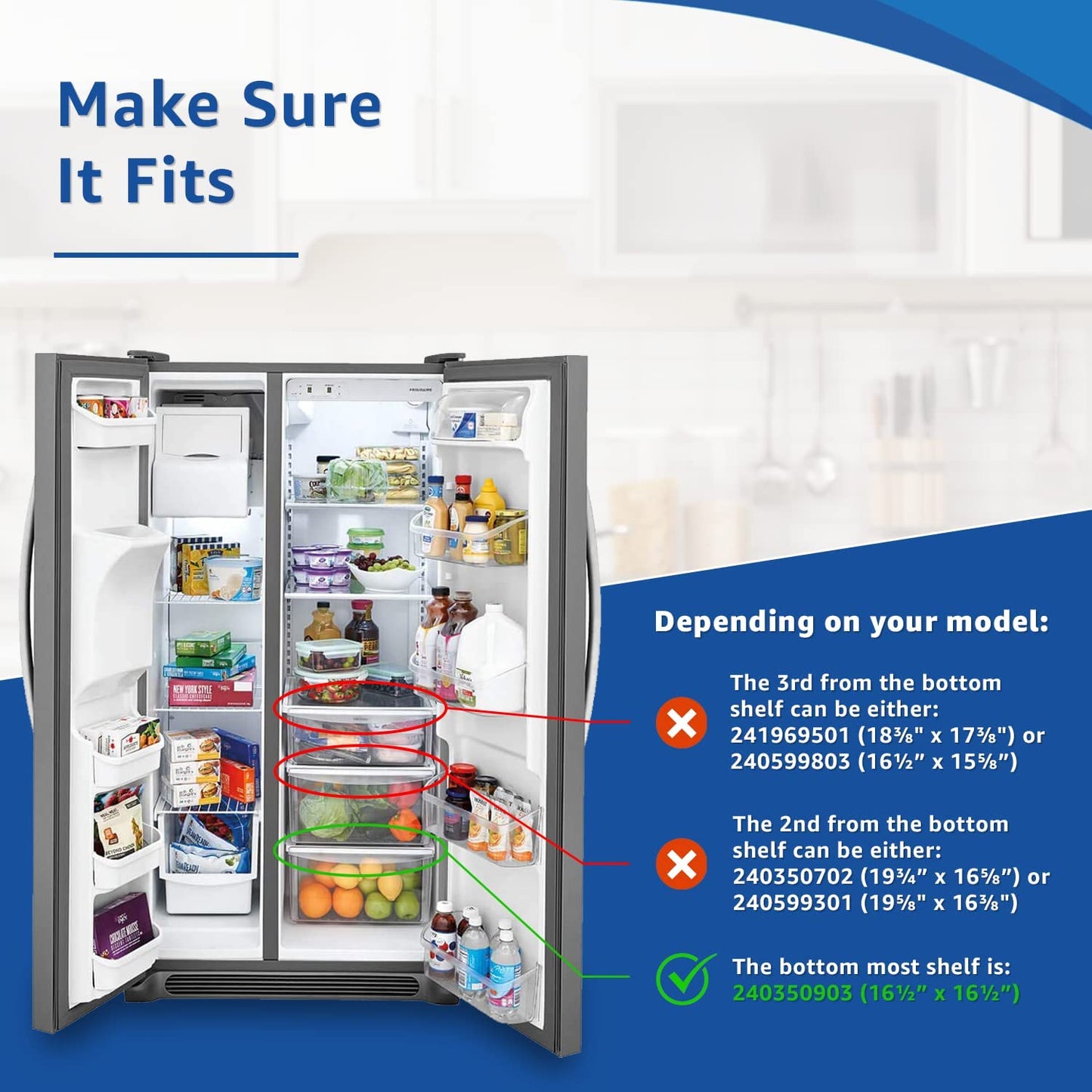 240350903 Lower Crisper Pan Cover Compatible with Frigidaire Refrigerator