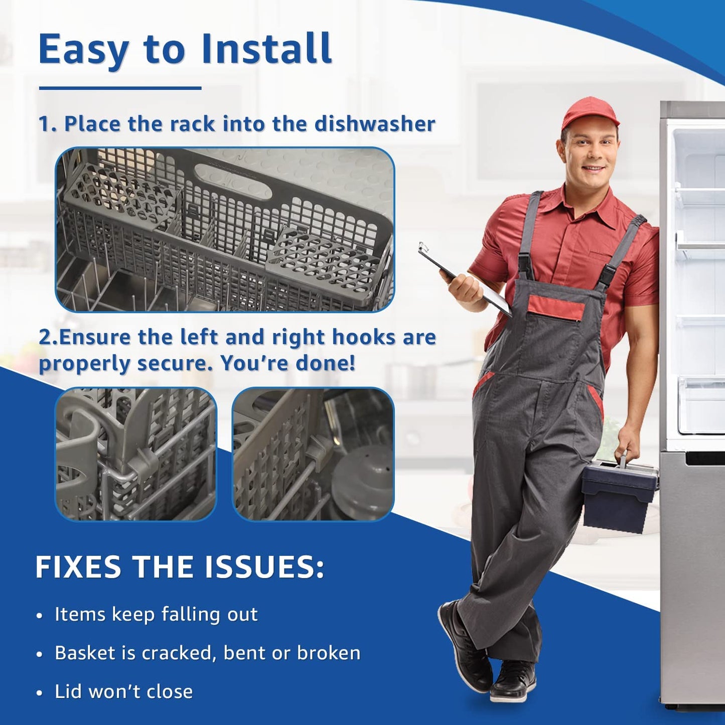 W10190415 Silverware Basket Compatible with Whirlpool, Kenmore Dishwasher - WPW10190415