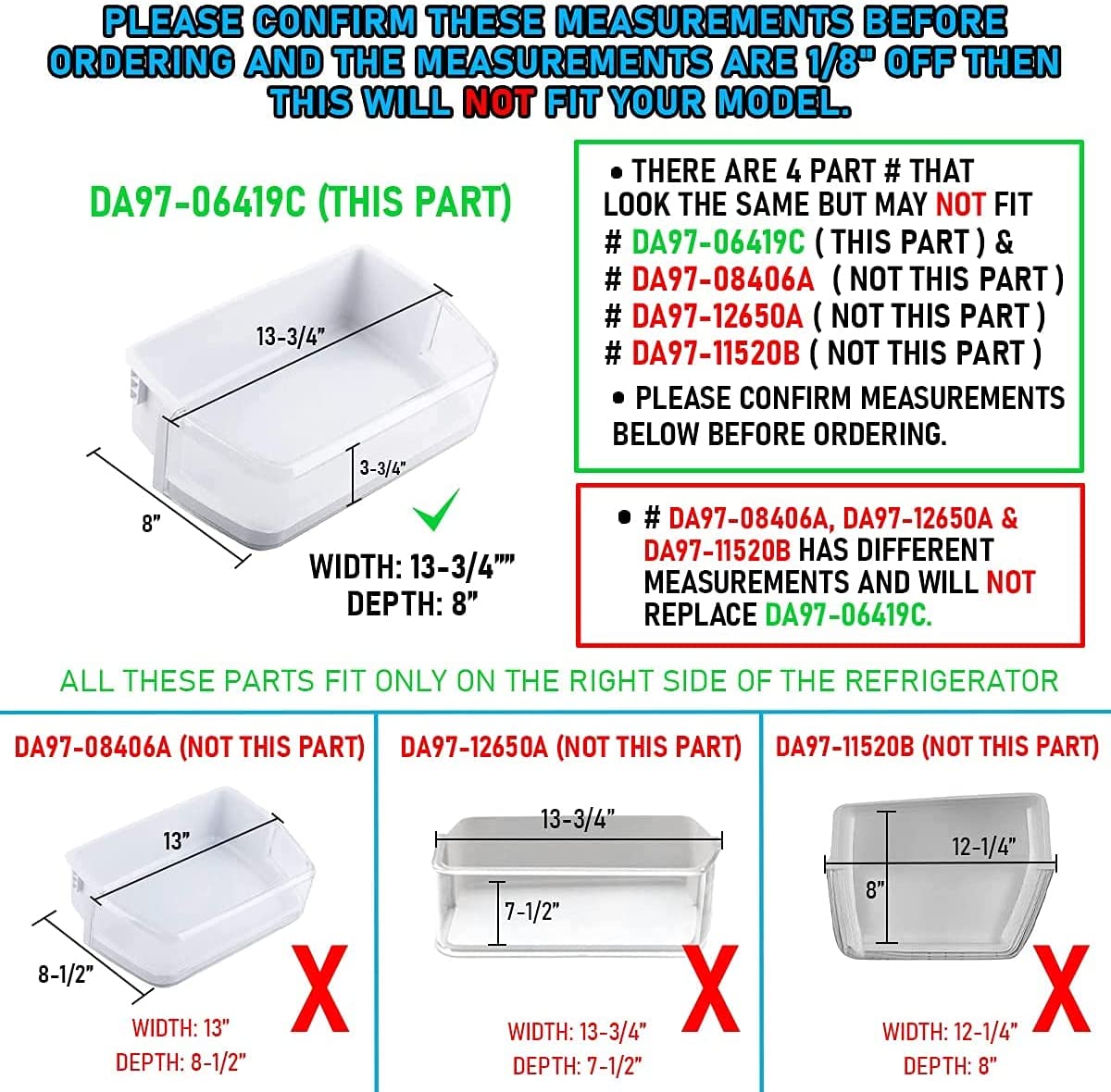 Lifetime Appliance DA97-06419C Door Shelf Basket Bin (Right) Compatible with Samsung Refrigerator - DA63-04314