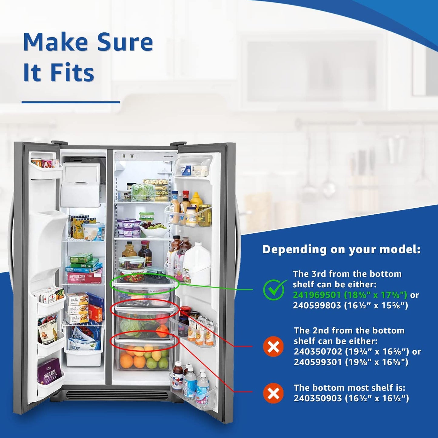 241969501 Crisper Pan Cover Compatible with Frigidaire Refrigerator