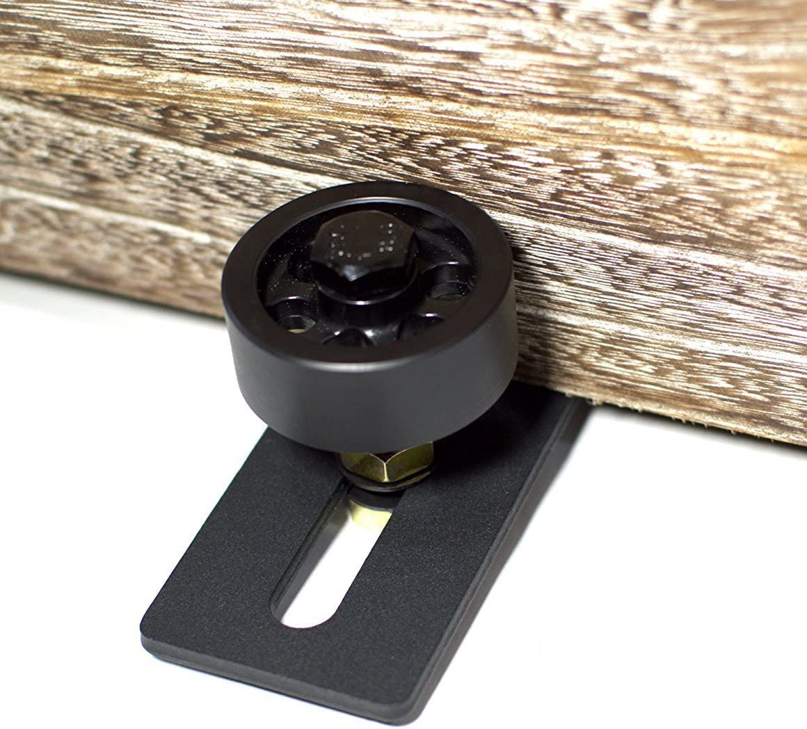 Adjustable Black Bottom Guide Roller Compatible with Barn Door Hardware - Heavy Duty - 3.5" x 4.5" x 1.25"
