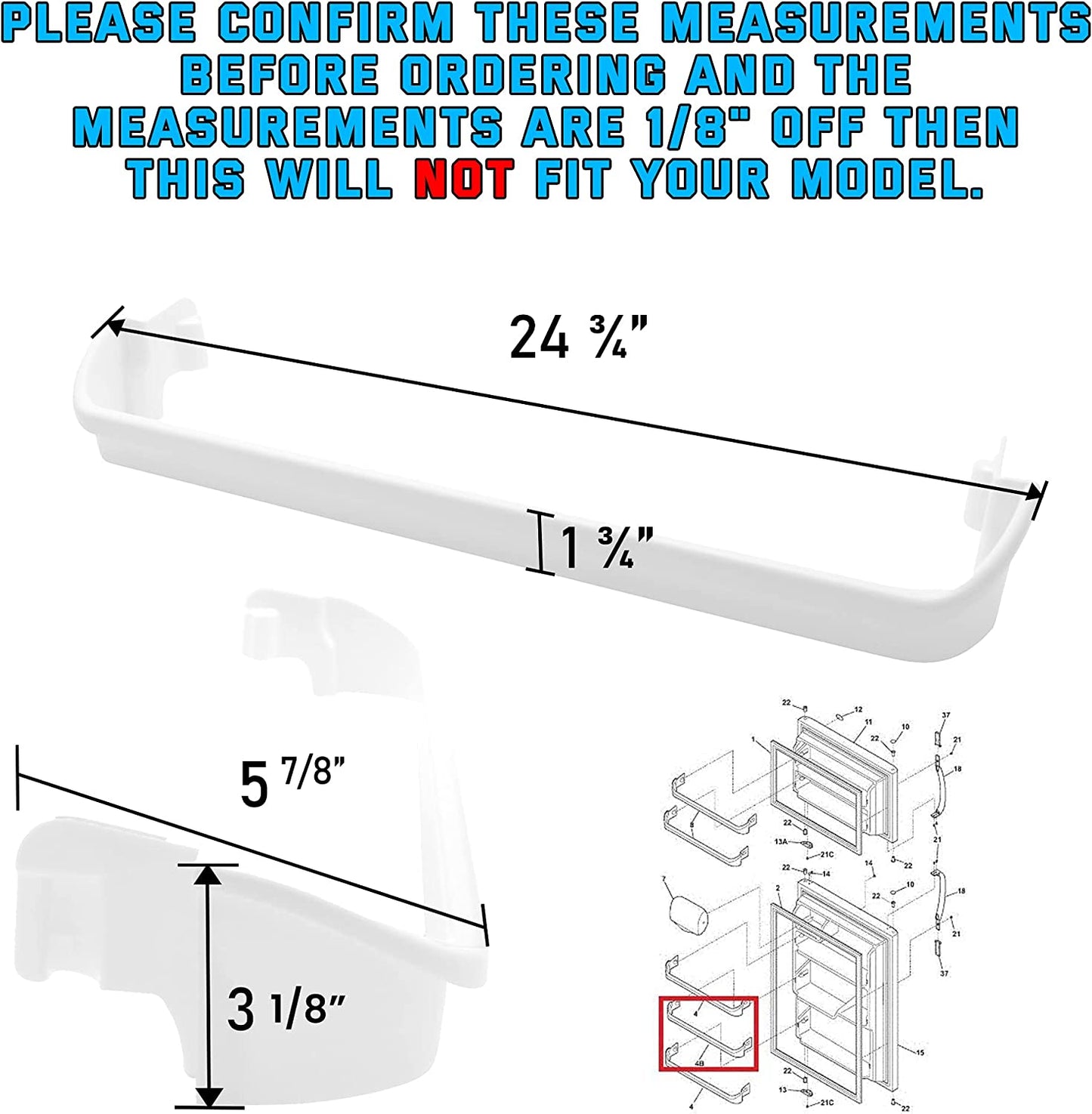 Lifetime Appliance 240534701 Door Bar Rack Compatible with Frigidaire or Kenmore Refrigerator