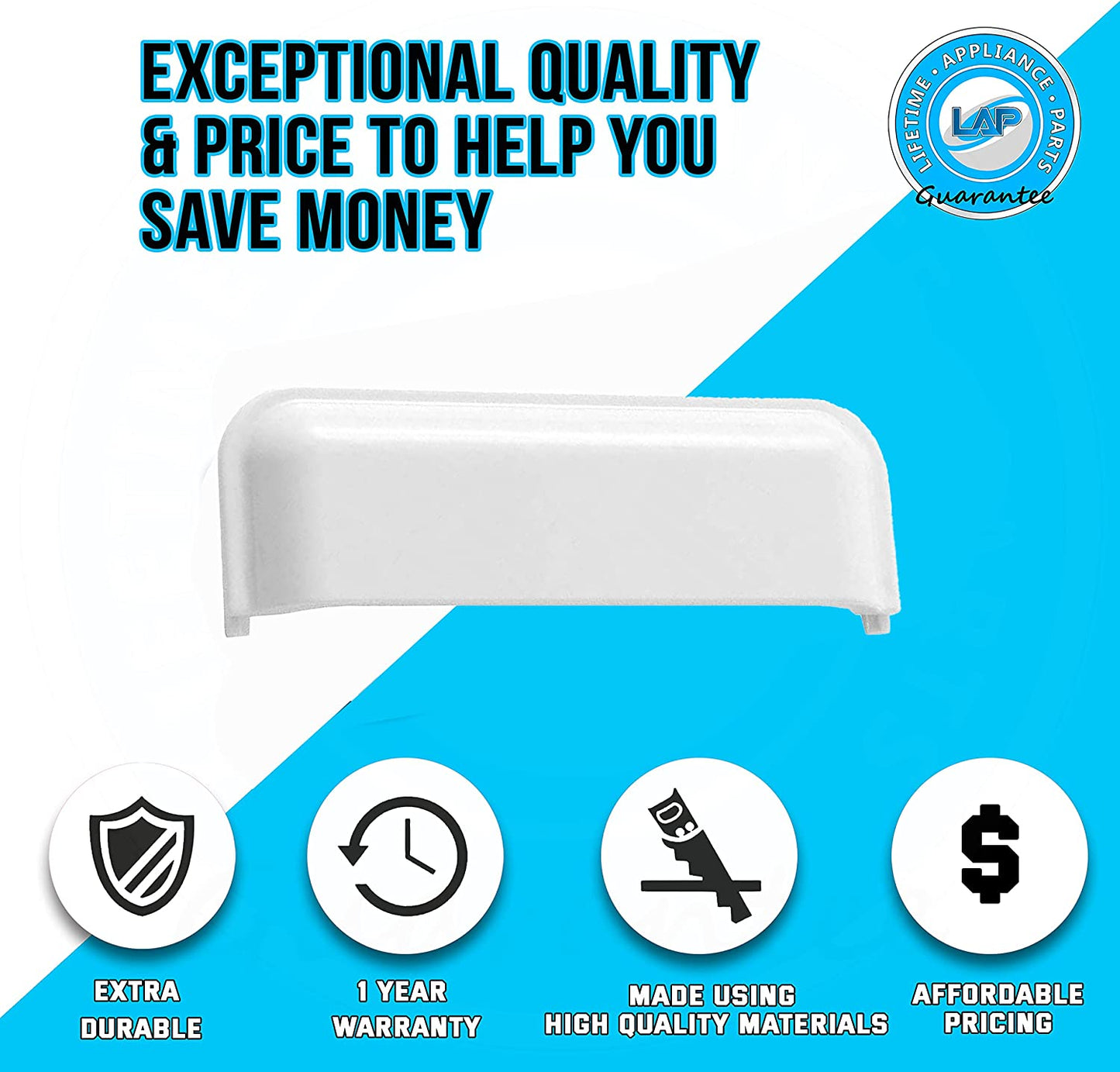 Lifetime Appliance W10861225 Door Handle Compatible with Whirlpool Dryer - 1 Year Warranty