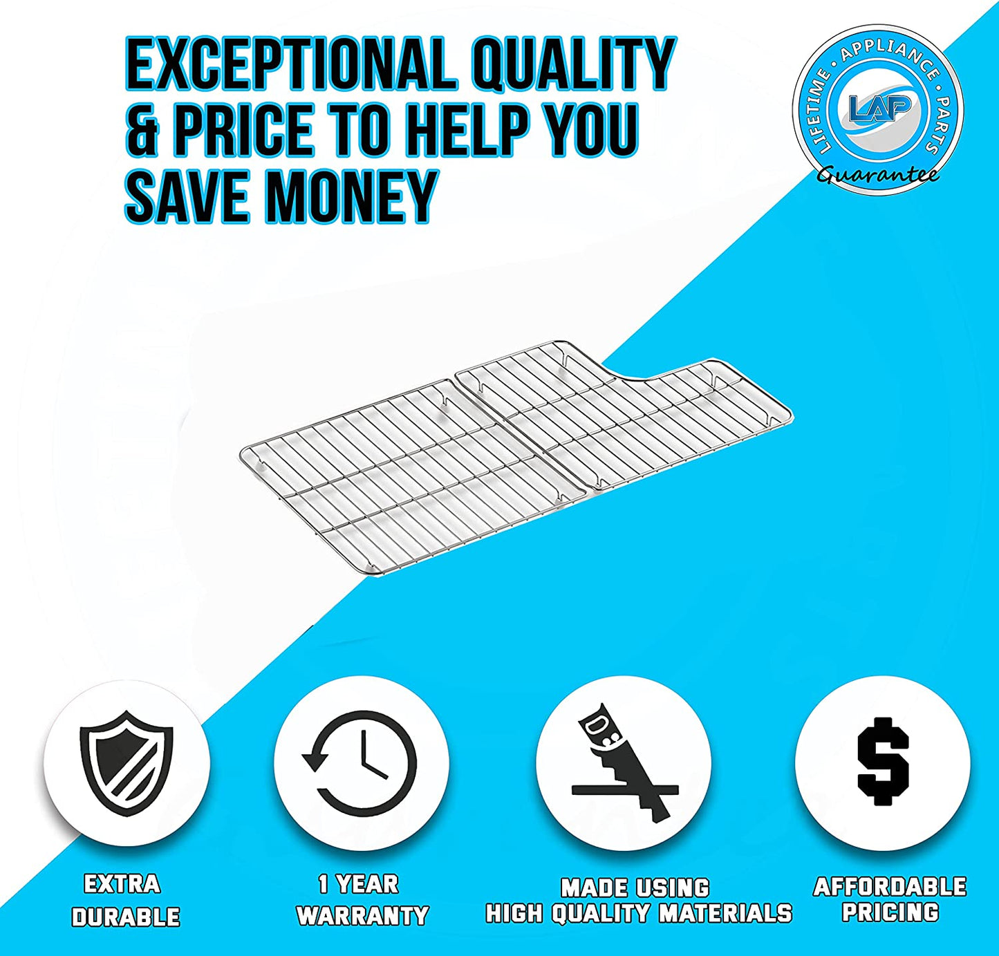 K-6639-ST Bottom Basin Stainless Steel Racks Compatible with Kohler Whitehaven Sink