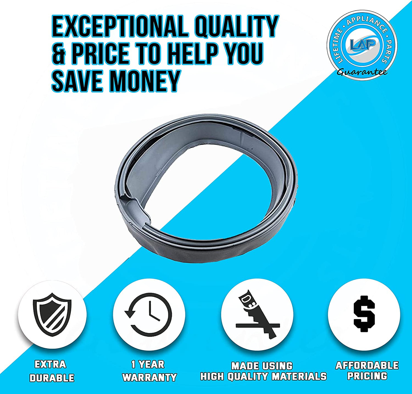 Lifetime Appliance DC64-00802B Door Gasket Boot Seal Diaphragm Compatible with Samsung Washer