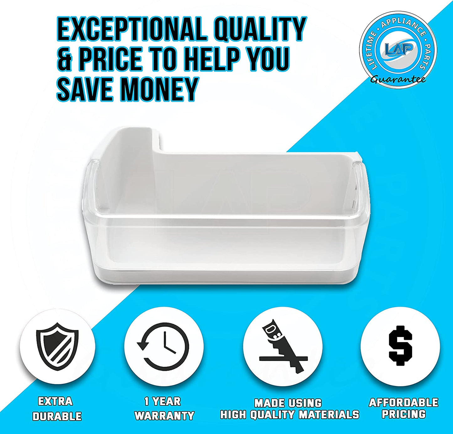 Lifetime Appliance DA97-08400A Left Door Shelf Basket Bottom Bin Compatible with Samsung Refrigerator - DA97-08400C