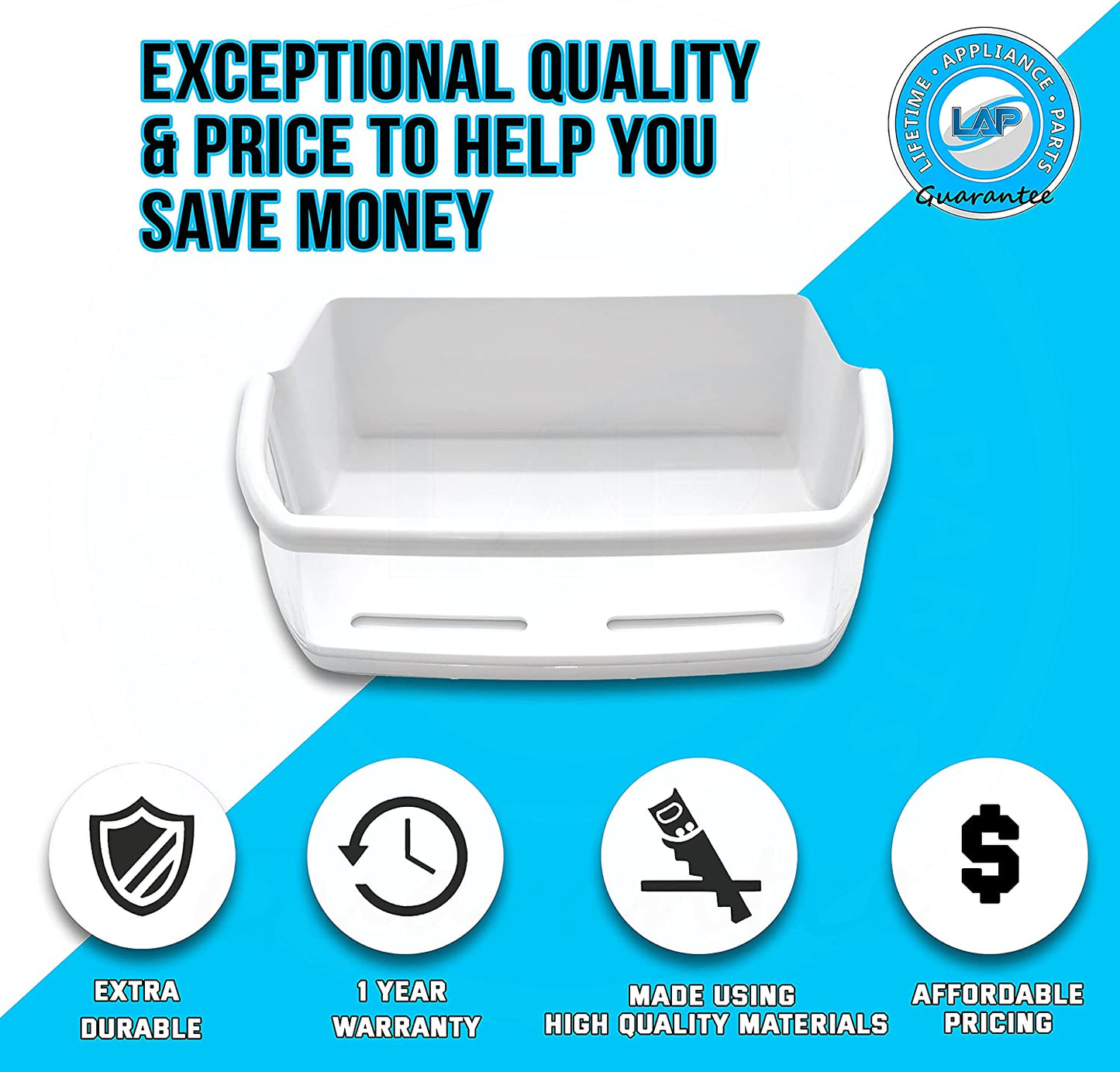 Lifetime Appliance AAP73051302 Door Shelf Bin (RIGHT) Compatible with LG, Kenmore Sears Refrigerator - AAP73051301