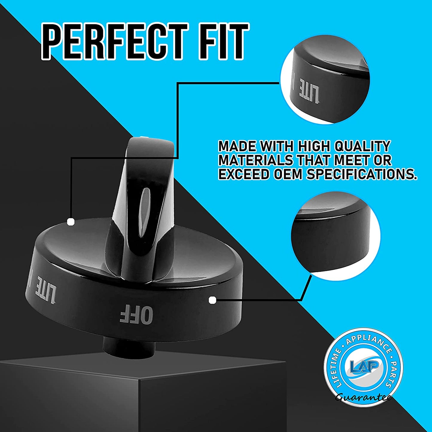 2 x 316442513 Surface Burner Knob Compatible with Frigidaire, Kenmore, Sears Range Oven