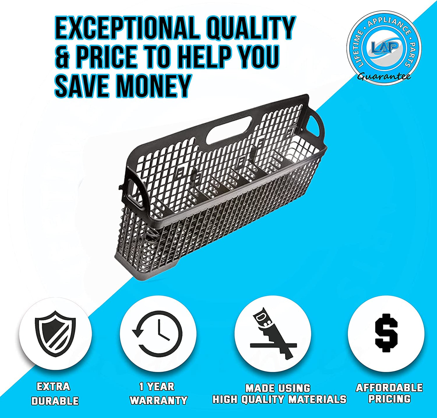 Lifetime Appliance 8531288 Silverware Basket Compatible with Whirlpool, Kenmore Dishwasher - WP8531288