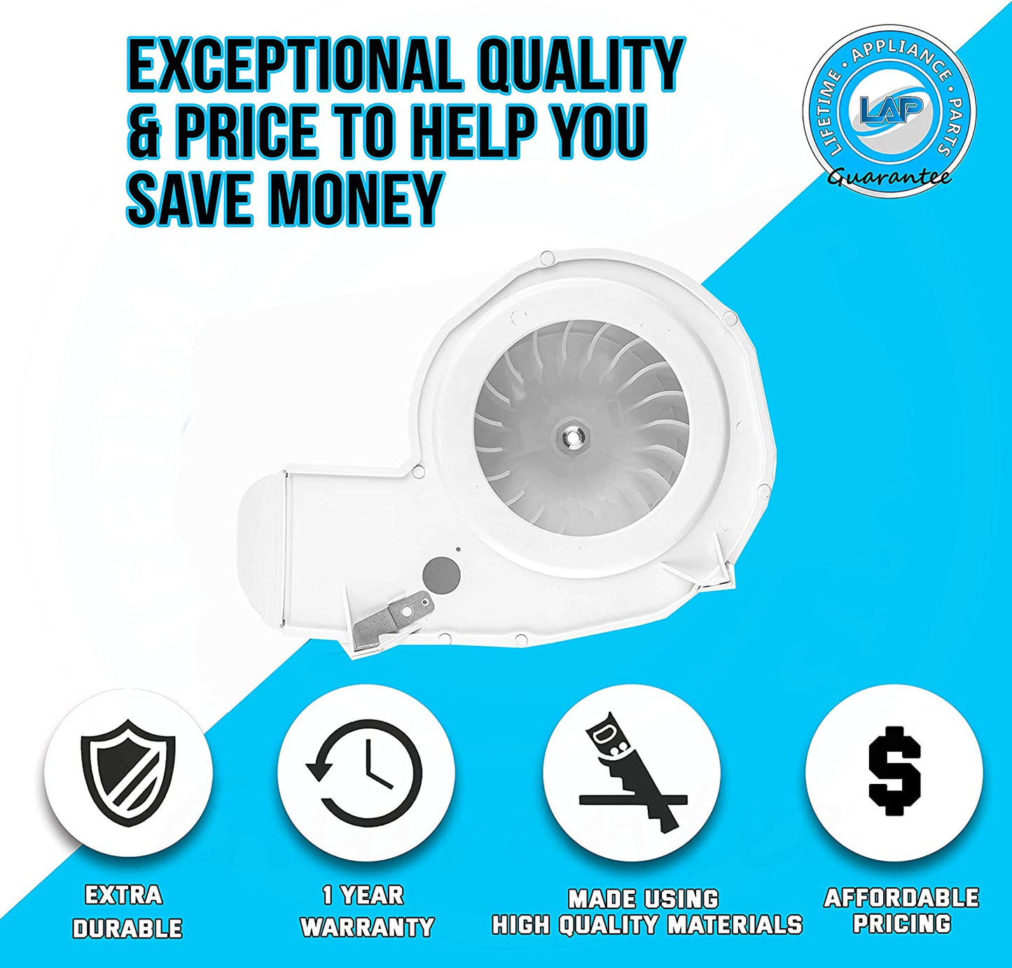 Lifetime Appliance 131775600 Blower Housing Assembly Compatible with Frigidaire, Kenmore, Sears Dryer