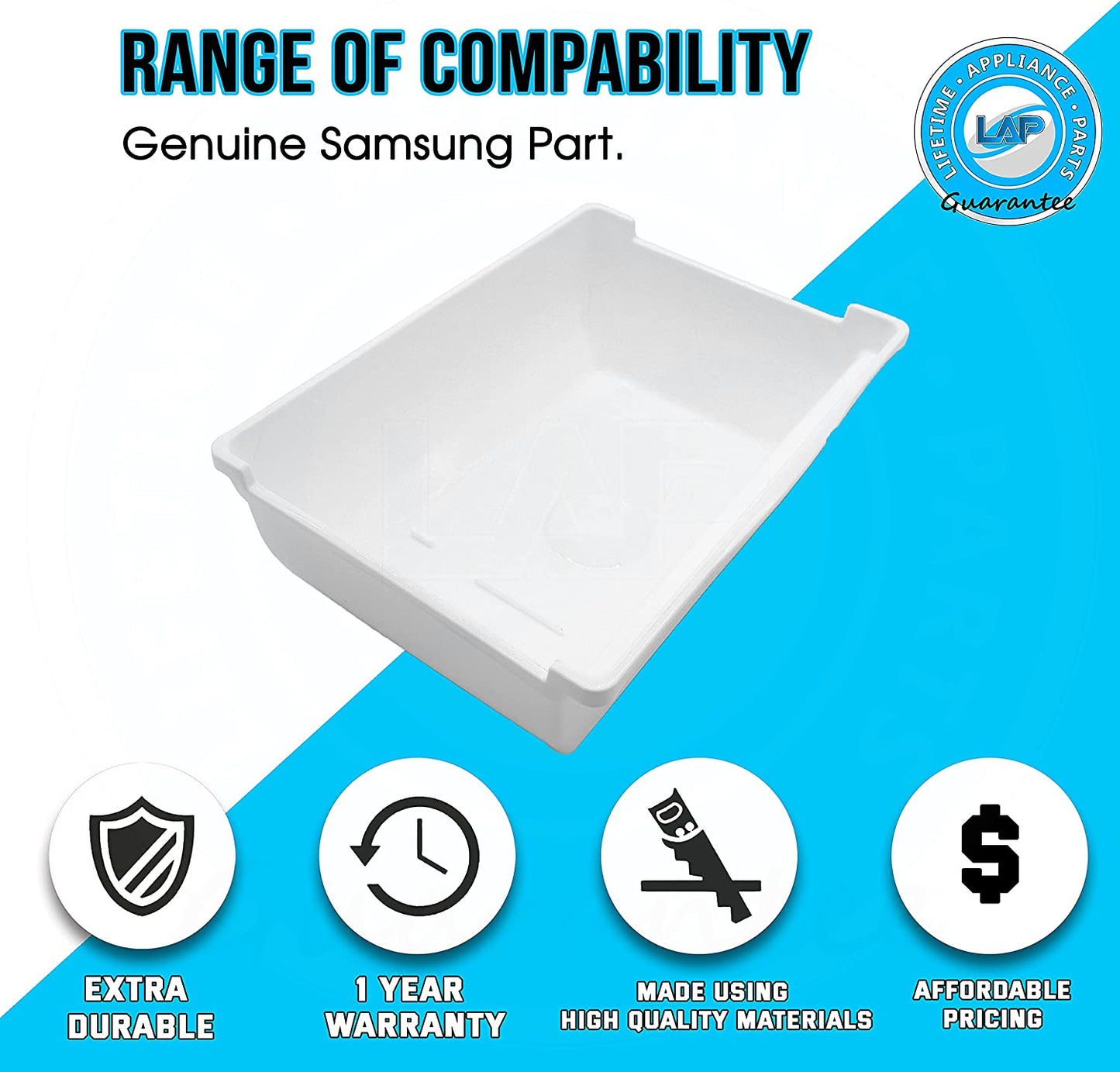 Lifetime Appliance DA61-05300A Ice Cube Container Bucket Tray Compatible with Samsung Refrigerator