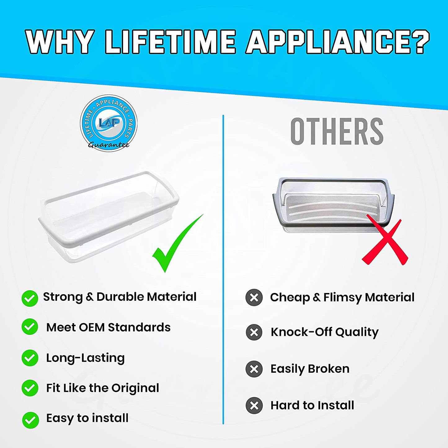 Lifetime Appliance 2 x Ultra Durable W10321304 Door Shelf Bin Compatible with Whirlpool Refrigerator - WPW10321304
