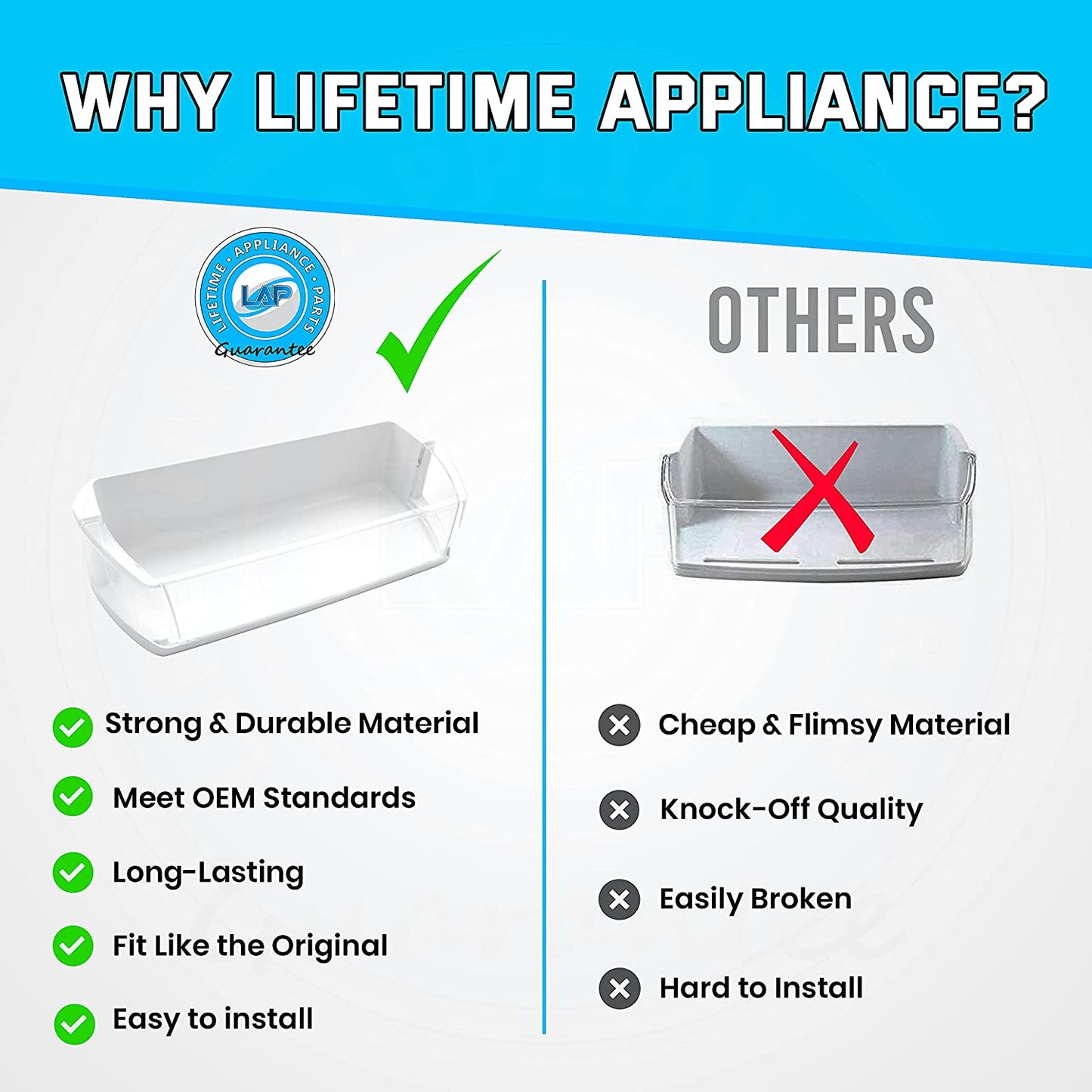 AAP73631502 Door Shelf Bin (Right) Compatible with LG, Kenmore, Sears Refrigerator