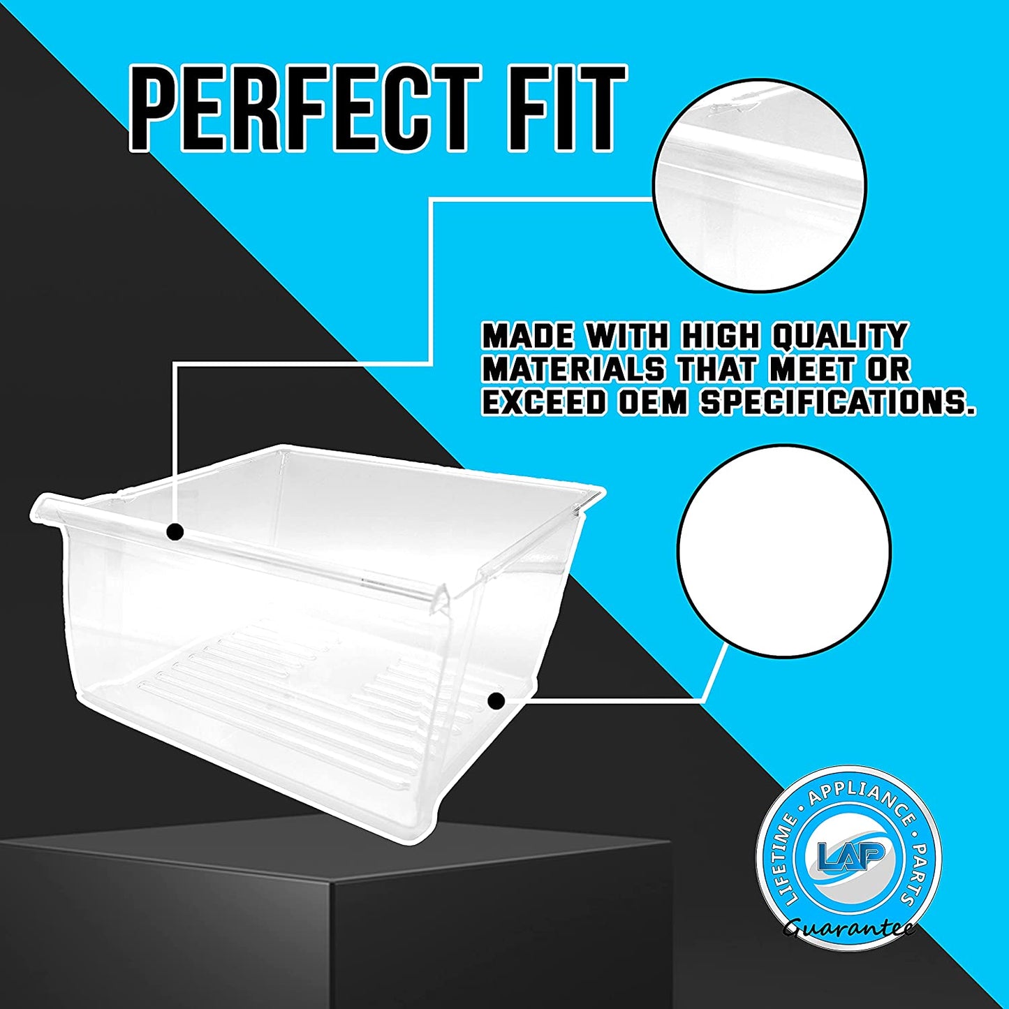 Lifetime Appliance 2188661 Crisper Bin (Upper) Compatible with Whirlpool Refrigerator | Fridge Drawers | Kenmore Refrigerator Parts | Whirlpool Shelf Replacement - WP2188661