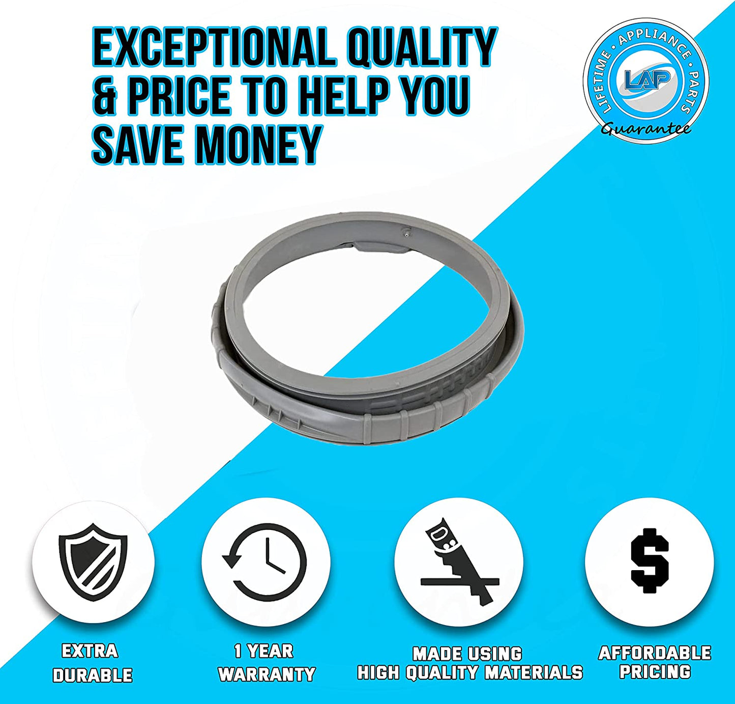 DC64-00802A Door Gasket Boot Seal Diaphragm Compatible with Samsung Washer - 34001302