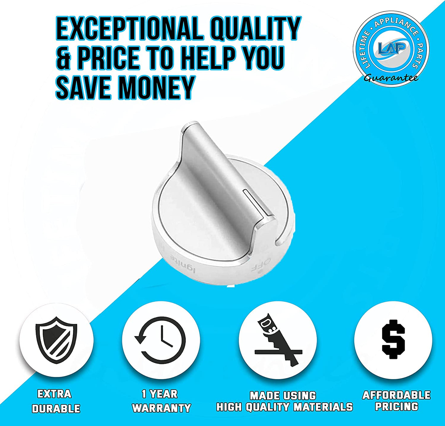 W10766544 Knob Compatible with Whirlpool Stove/Range