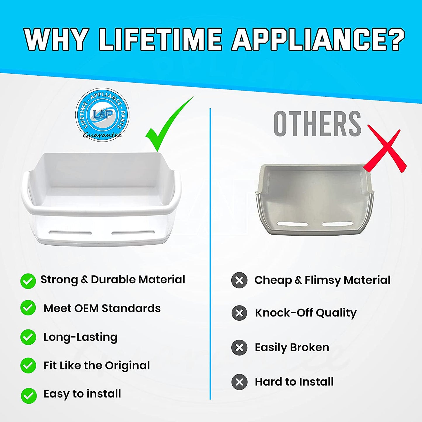 Lifetime Appliance AAP73051302 Door Shelf Bin (RIGHT) Compatible with LG, Kenmore Sears Refrigerator - AAP73051301