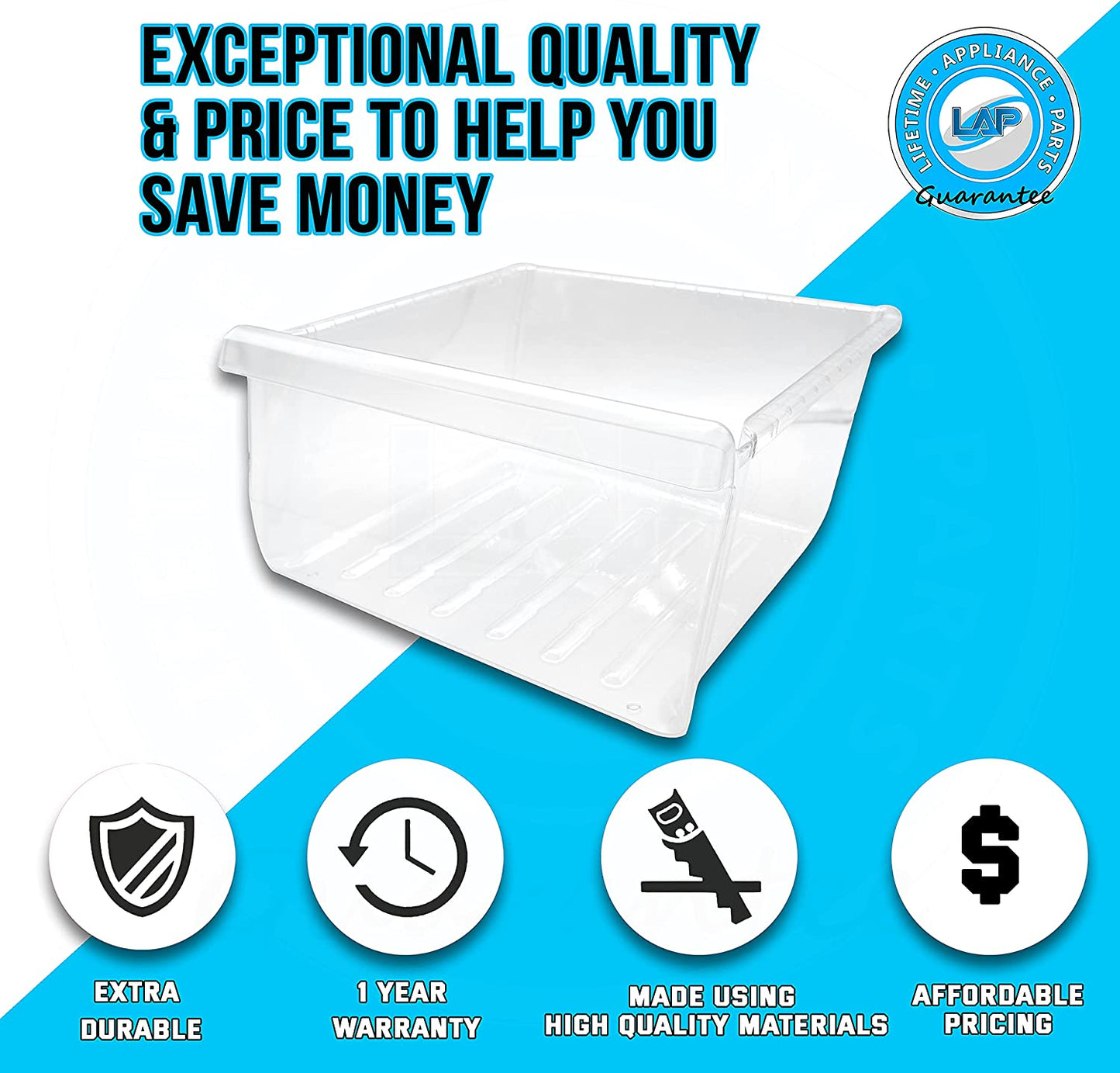 DA97-08693B Meat Pan Crisper Bin Compatible with Frigidaire Refrigerator