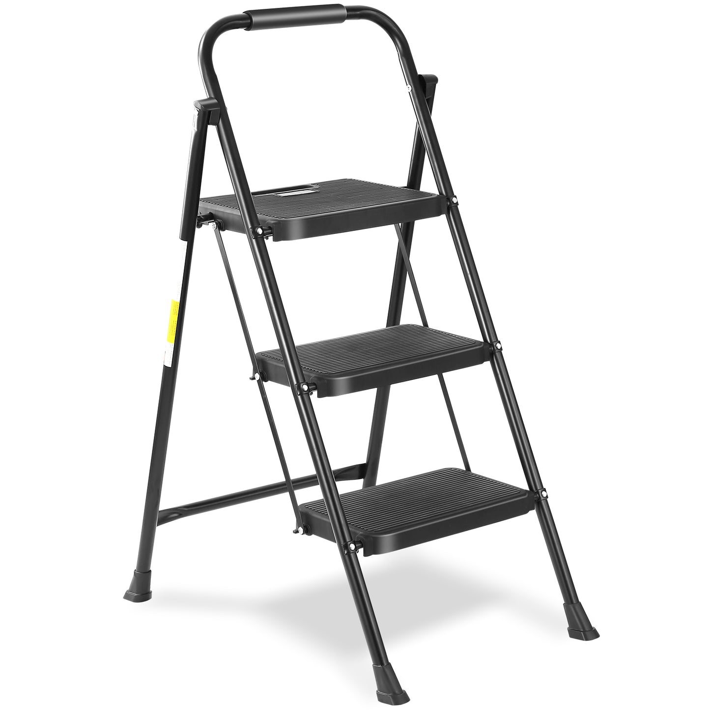 Lifetime Home 3-Step Ladder with Wide Anti-Slip Platform & Thick Rubber Feet - Lightweight Heavy Duty Foldable & Portable - 330 lbs Capacity, Steel Frame, Rubber Handgrip, Folding Step Stool - Black…