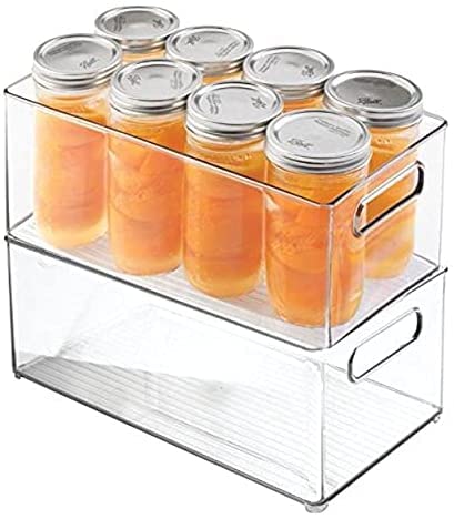 4 x Clear Organizer Storage Bin with Handle Compatible with Kitchen I Best Compatible with Refrigerators, Cabinets & Food Pantry - 10" x 5" x 6"