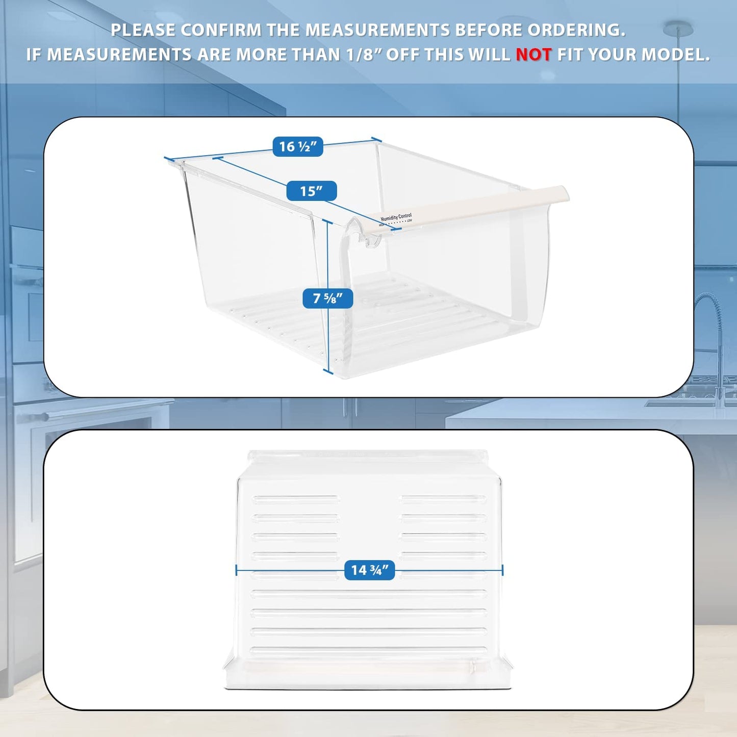 Lifetime Appliance Parts 2188656 Crisper Bin (UPPER) Compatible with Whirlpool Refrigerator | Fridge Drawers | Kenmore Refrigerator Parts | Whirlpool Shelf Replacement - WP2188656