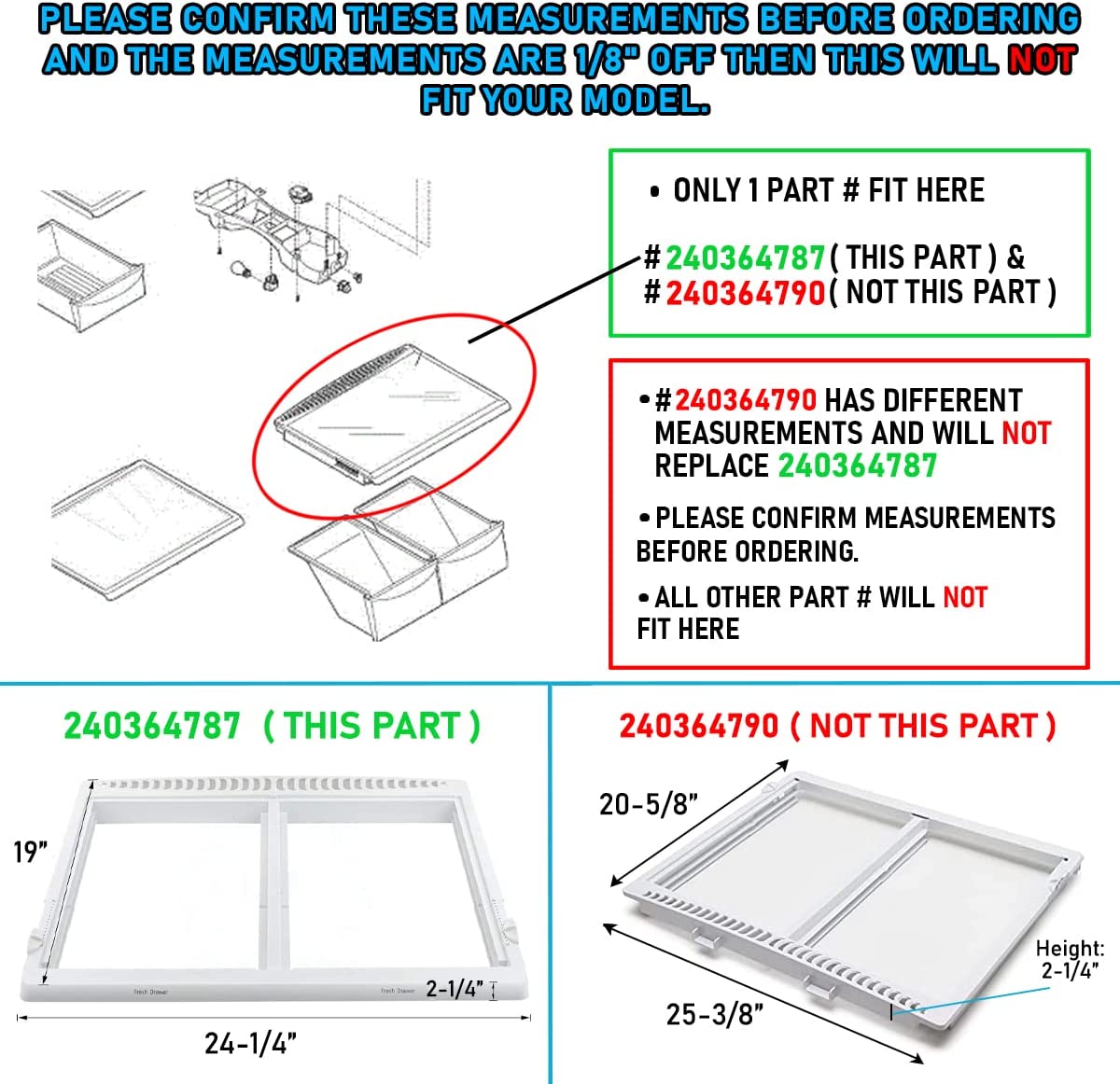 240364787 Crisper Pan Cover Compatible with Frigidaire Refrigerator