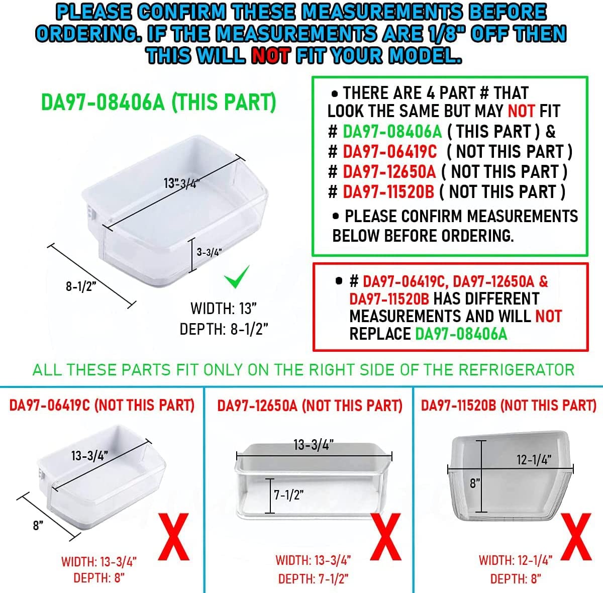 DA97-08406A Door Bin Assembly Guard (Right) Compatible with Samsung Refrigerator - DA97-08406C