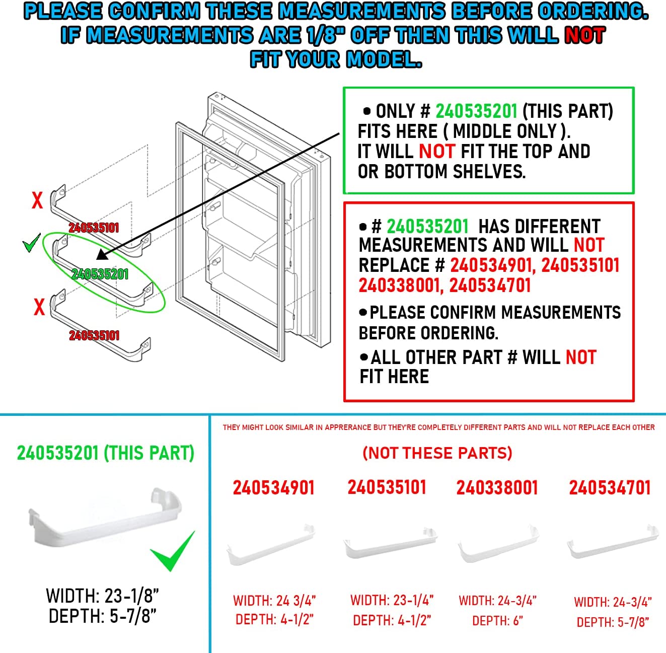 240535201 Door Bar Rack Compatible with Frigidaire or Kenmore Refrigerator