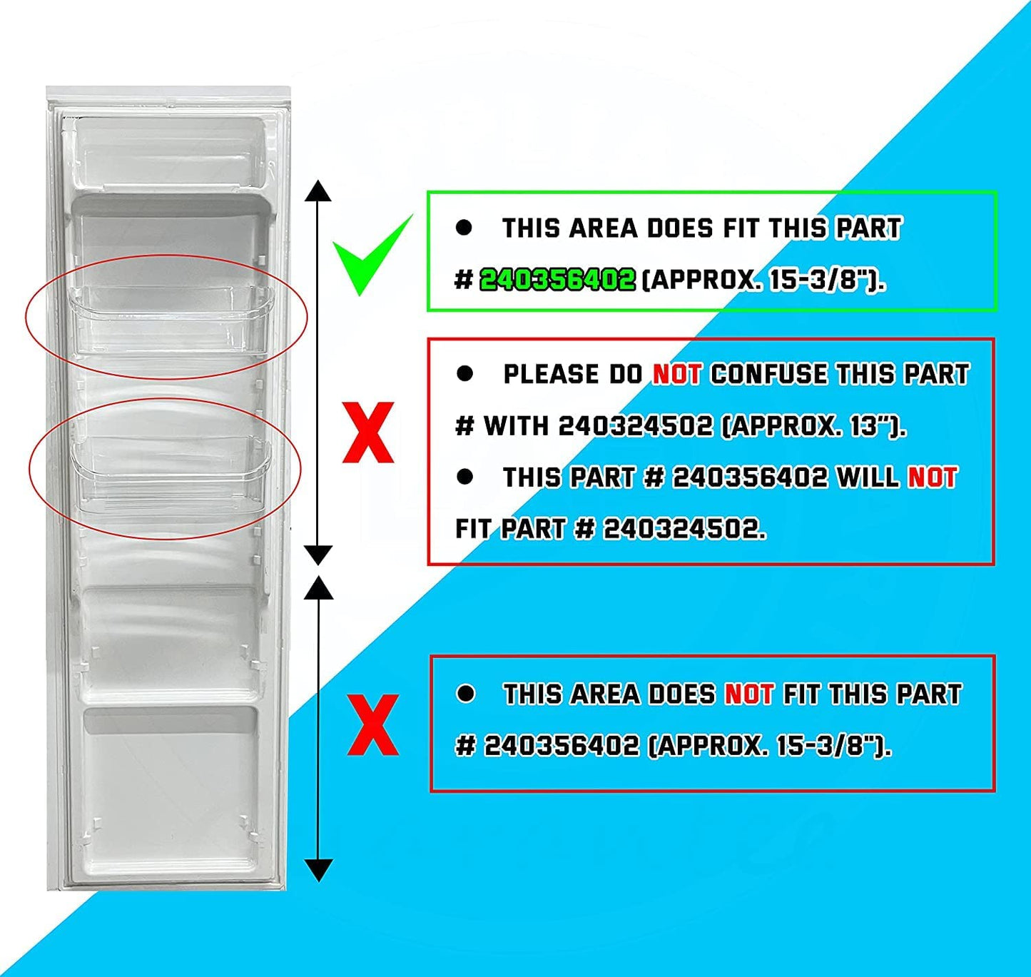 2 x 240356402 Door Bin Compatible with Frigidaire, Kenmore, Electrolux Refrigerator Replacement