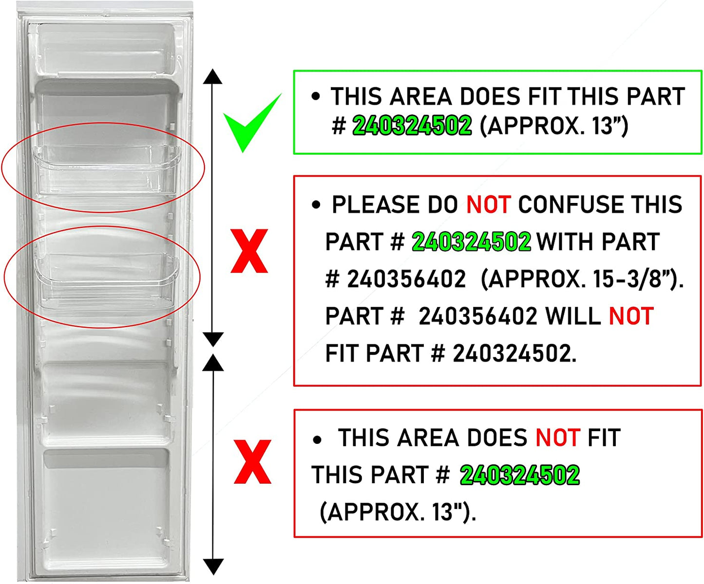 240324502 Door Bin Shelf Compatible with Frigidaire, Kenmore, Electrolux Refrigerator