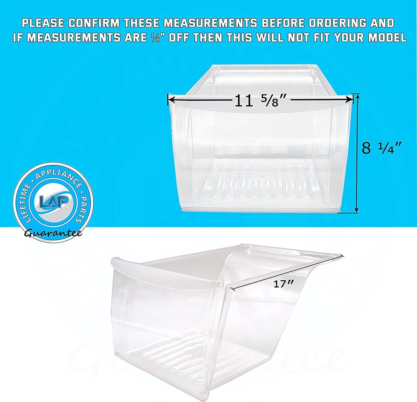 Lifetime Appliance 240337103 Crisper Bin Compatible with Frigidaire Refrigerator Shelf | Fridge Drawer | Frigidaire Refrigerator Parts - 240337100, AP2115741, 240323007