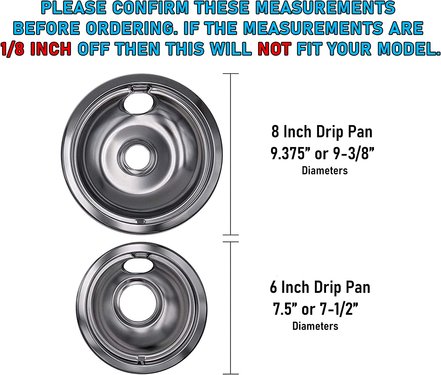 Kenmore Steel Drip Bowl Pan Set (4 Pieces) For Whirlpool Electric Ranges - 8" & 6"