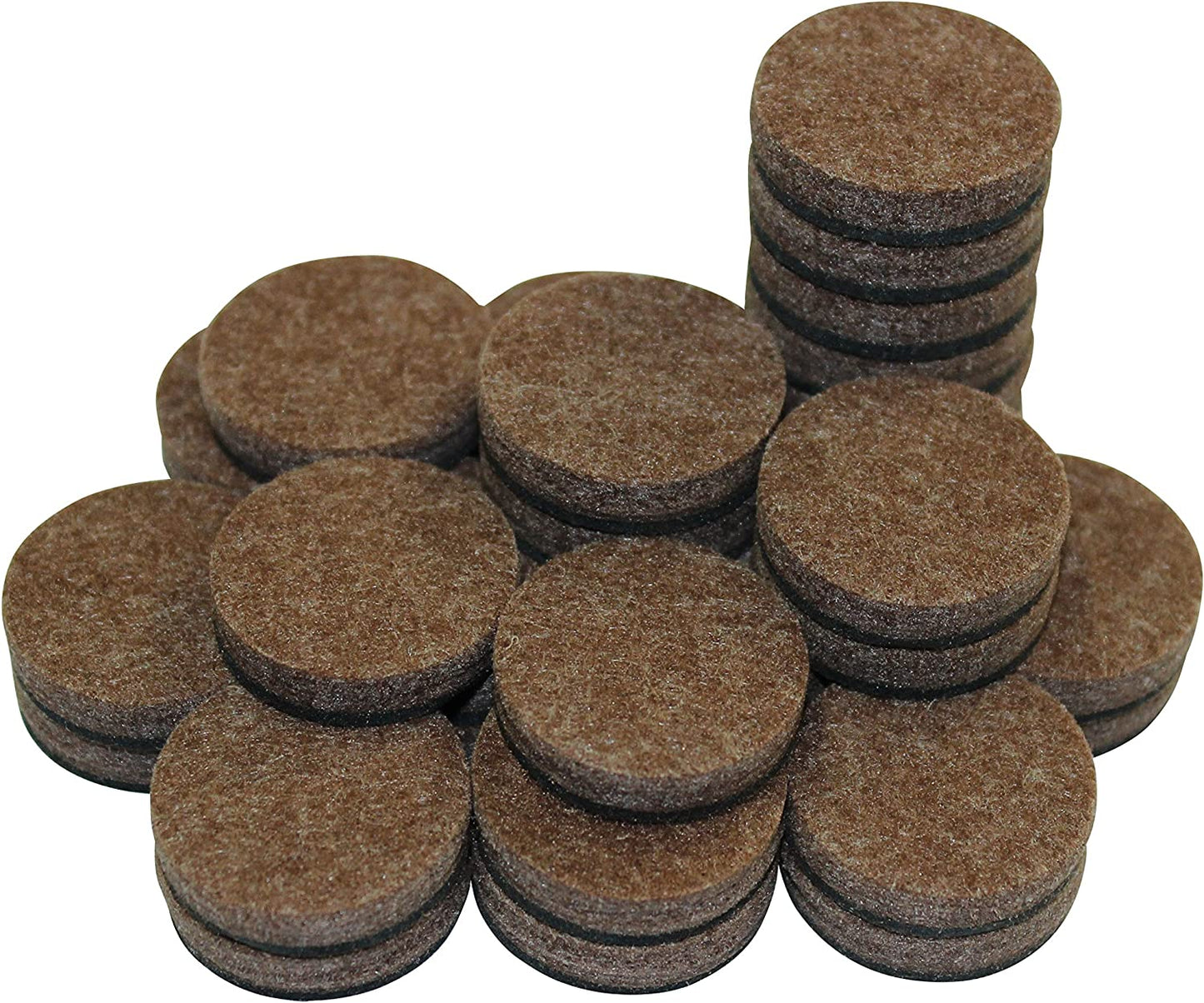 (50 Pack) 1" Round Self-Stick Furniture Felt Pads Pack for Hardwood & Laminate Flooring Protection I Heavy Duty Pads Prevents Furniture Scratches l Eco-Friendly Brown Linen Furniture Feet Pads