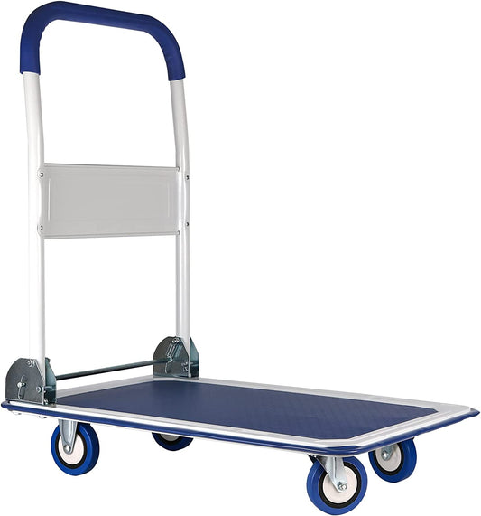 Upgraded Lifetime Appliance Upgraded Foldable Push Cart Dolly | 330 lbs. Capacity Moving Platform Hand Truck | Heavy Duty Space Saving Collapsible | Swivel Push Handle Flat Bed Wagon